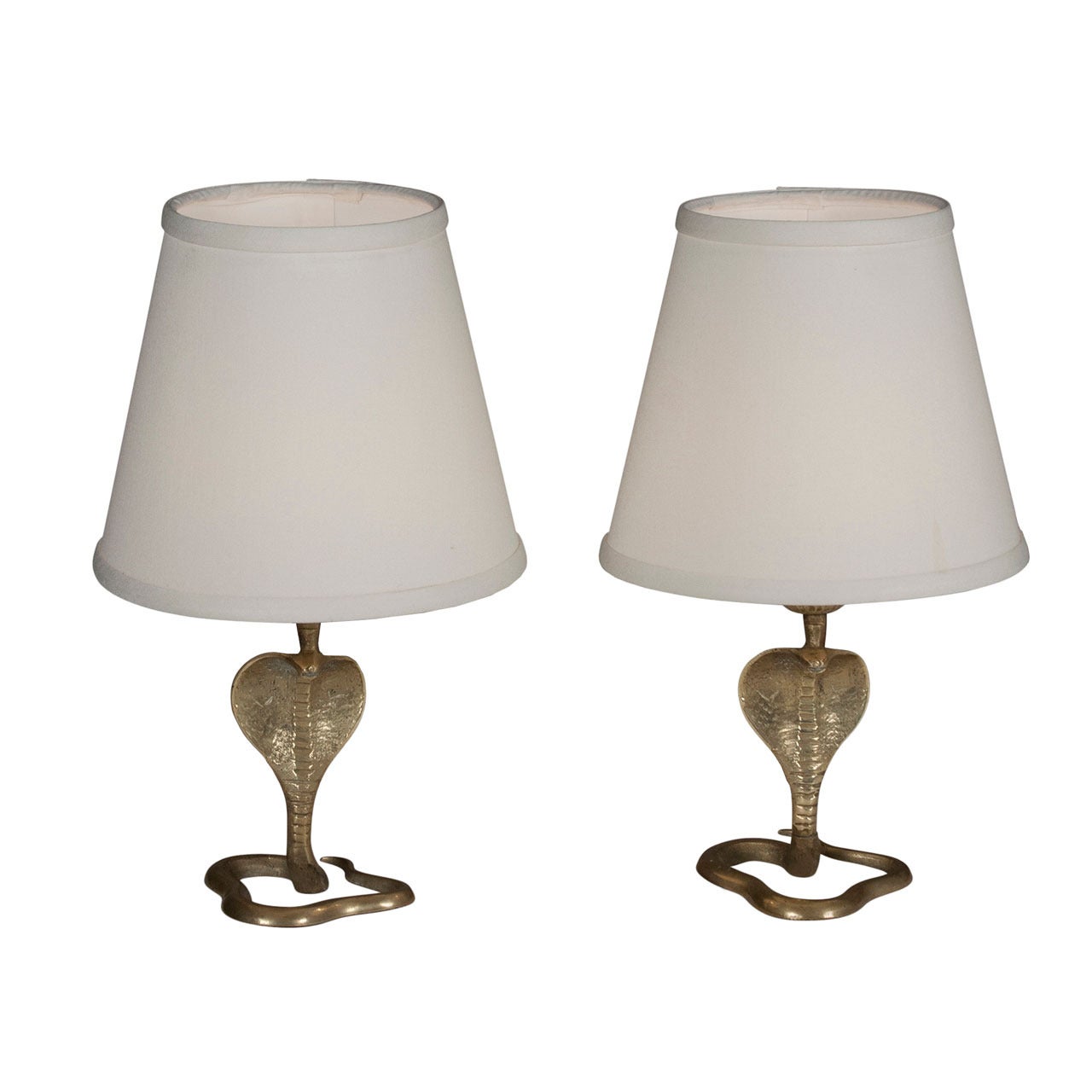Bronze Cobra Lamps, Pair