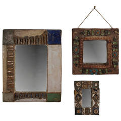 Three Ceramic Frame Mirrors by Les Argonautes