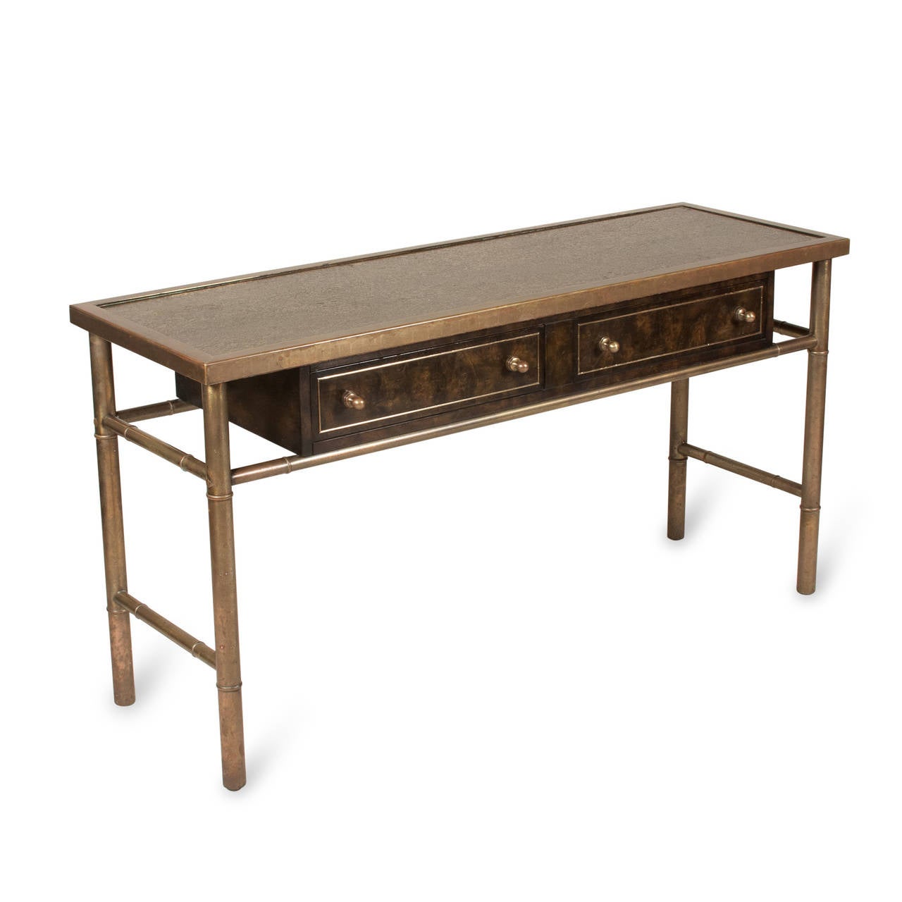 Patinated Bronze Console Table by Mastercraft In Excellent Condition In Brooklyn, NY