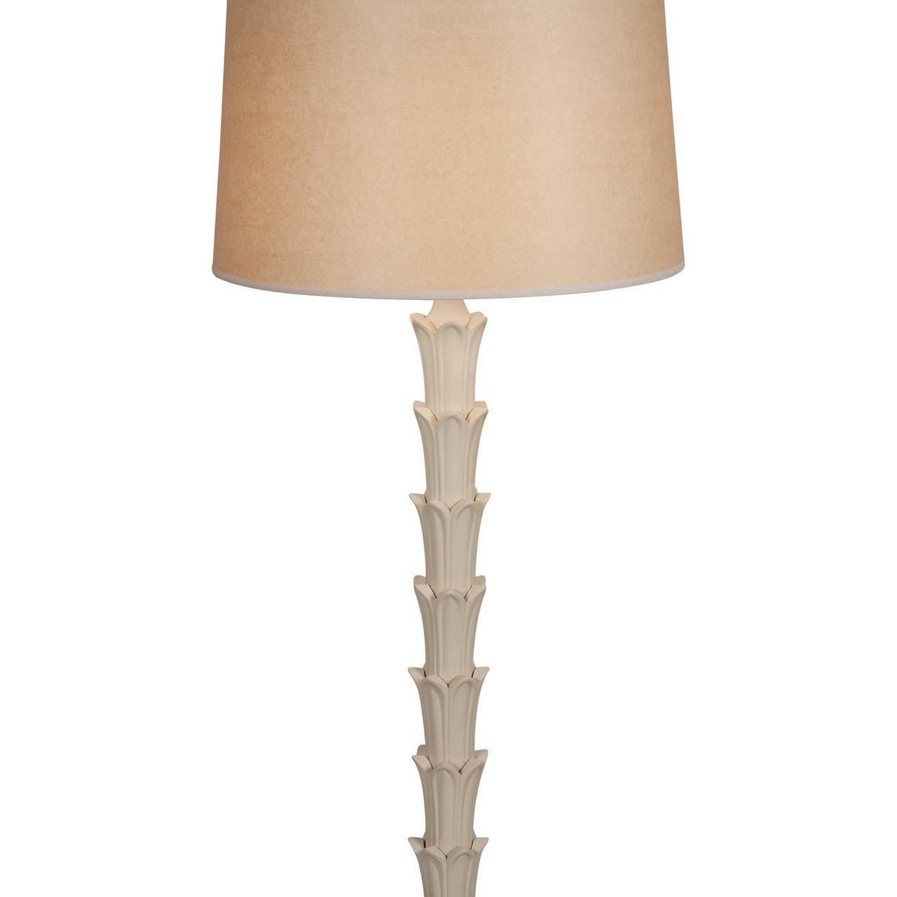 American White Lacquered Acanthus Floor Lamp For Sale