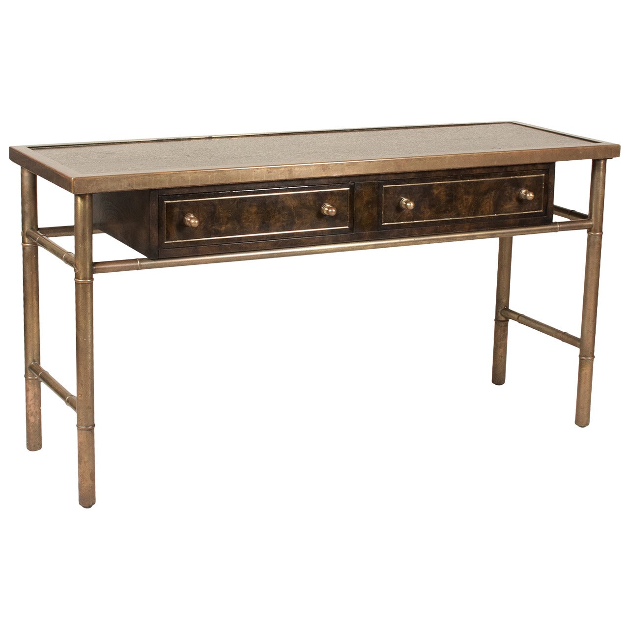 Patinated Bronze Console Table by Mastercraft