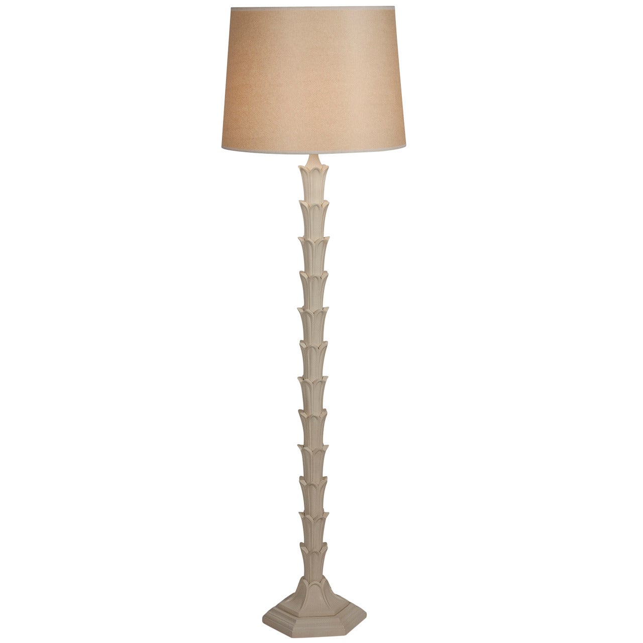 White Lacquered Acanthus Floor Lamp For Sale