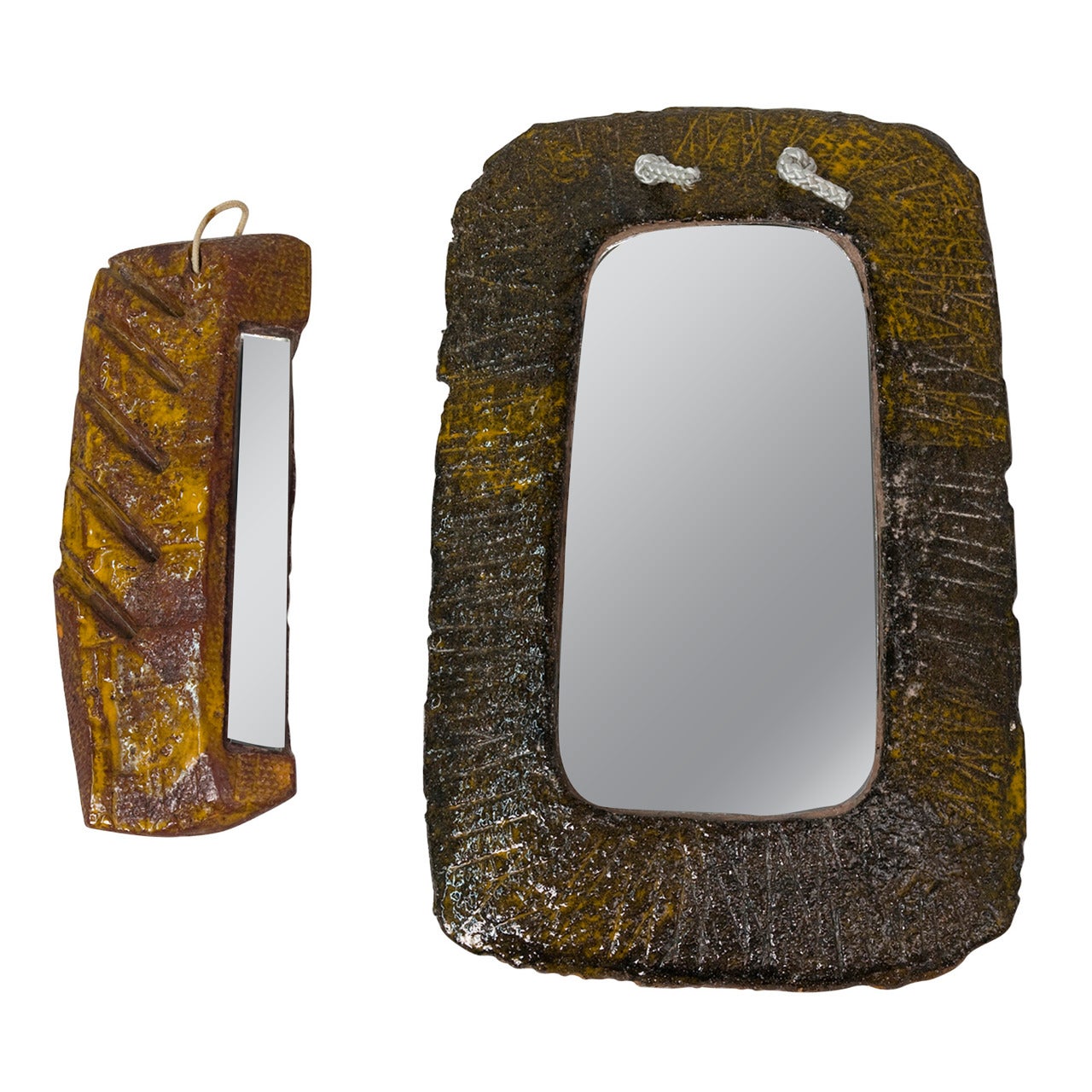Two Ceramic Mirrors by Juliette Derel For Sale