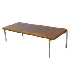 Resin Top Nickeled Iron Coffee Table by Pierre Giraudon