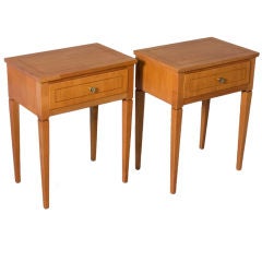 Pair of 1940s French Cherry One Drawer End Tables