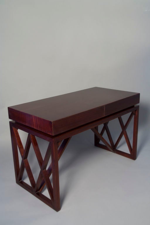 Diamond Lattice Frame Mahogany Two Drawer Desk