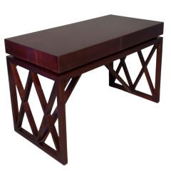 Diamond Lattice Frame Mahogany Two Drawer Desk