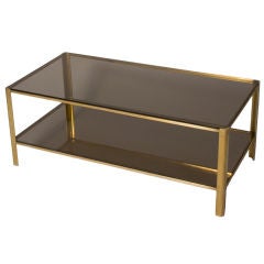 Bronze Frame Two Tier Low Table by Jacques Quinet