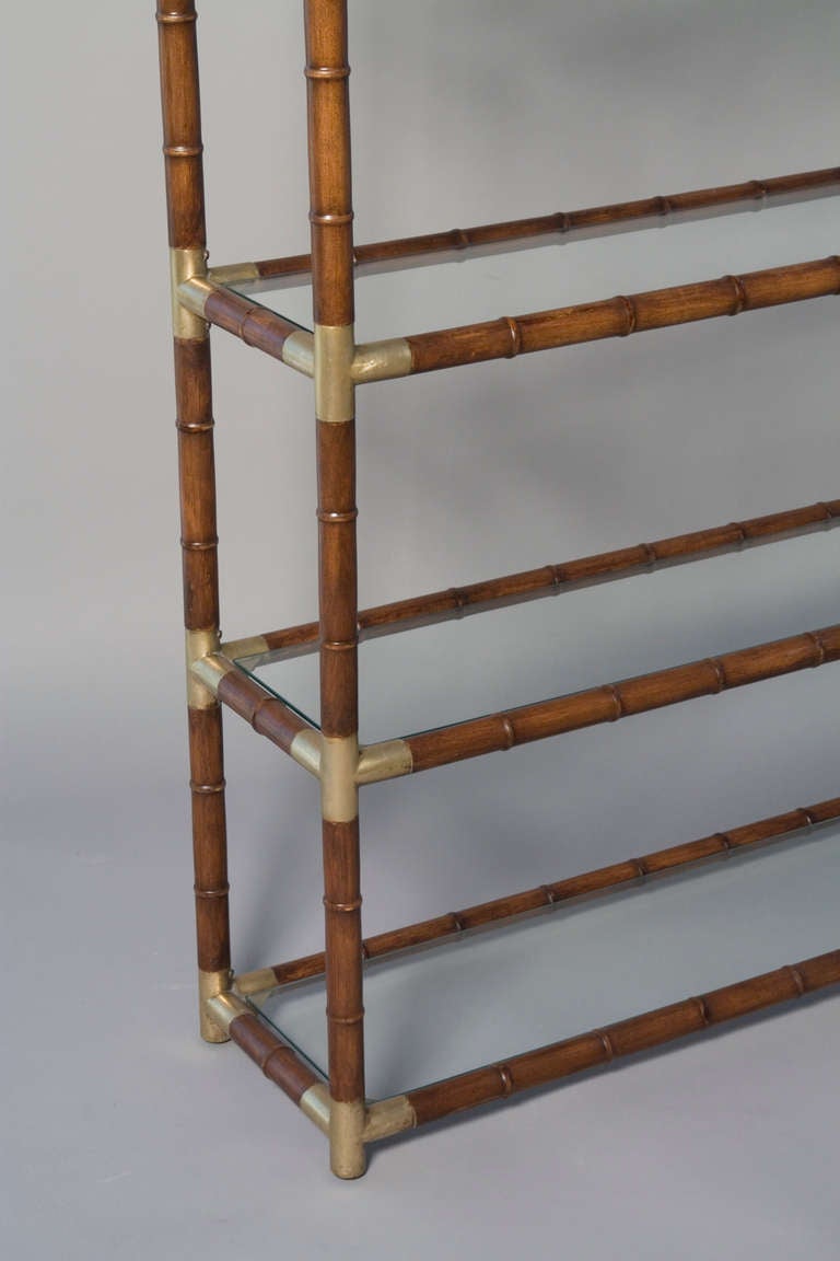 Mid-20th Century Faux Bamboo and Bronze Six Shelf Etagere with Bronze Fittings