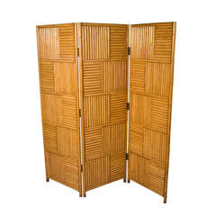 Bamboo Grid Folding Screen