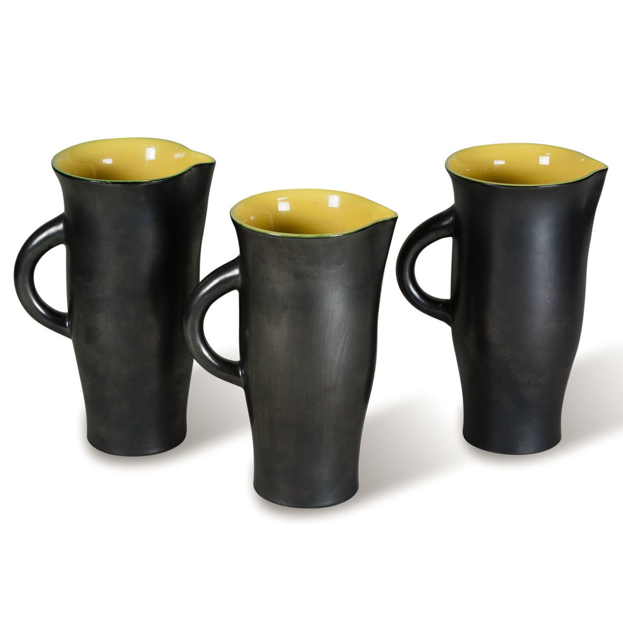 French Three Lustre Glaze Ceramic Pitchers by Elchinger
