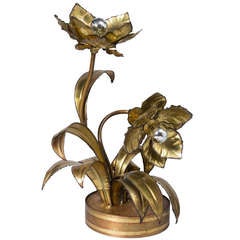 Wild Leafy Brass Two Branch Table Lamp