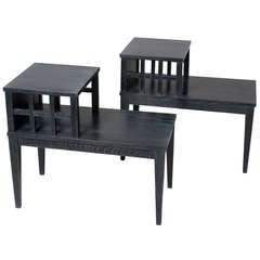 Pair of Cerused Oak Step End Tables