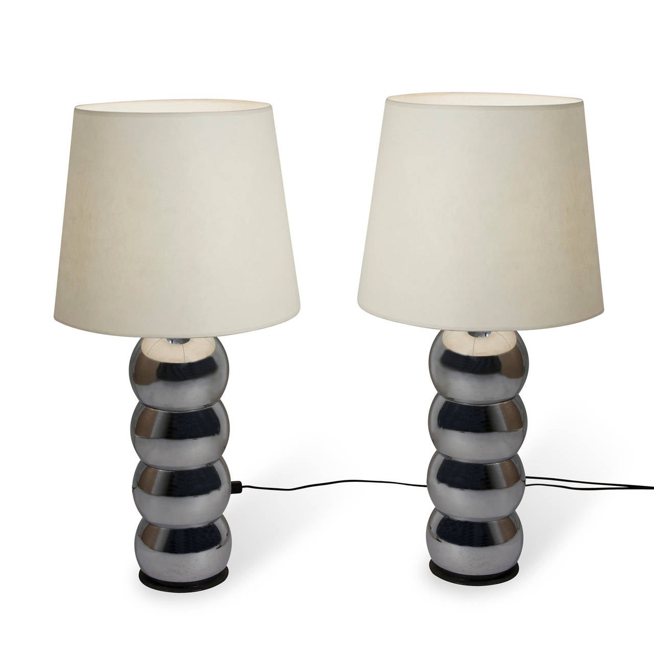 American Pair of Chrome Table Lamps For Sale