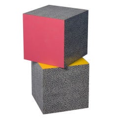 Vintage Set of Two Multi Colored Laminated Cubes by Ettore Sottsass