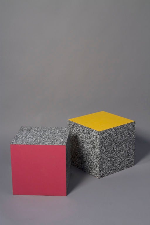 20th Century Set of Two Multi Colored Laminated Cubes by Ettore Sottsass