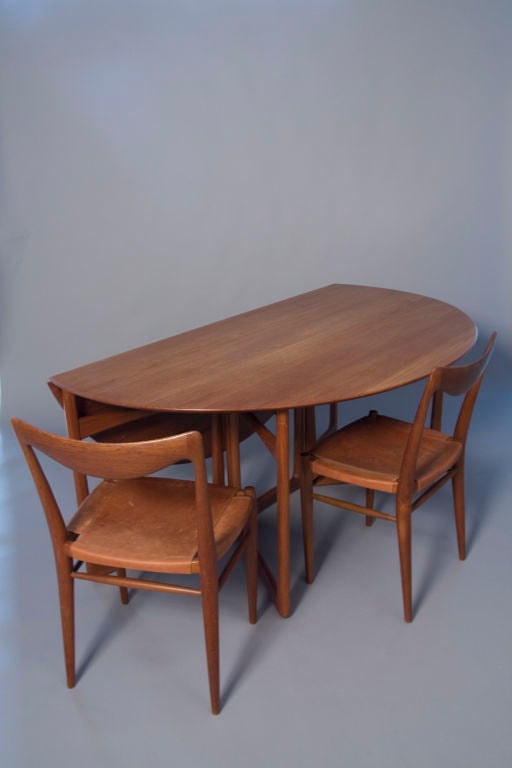 Teak Folding Dining Table and Four Chairs by Peter Hvidt