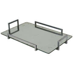 Vintage Modernist Nickel Serving Tray