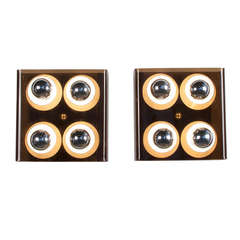 Smoky Amber Lucite Sconces