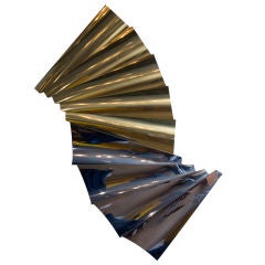 Brass and Chrome Abstract Wave Wall Sculpture by C. Jere