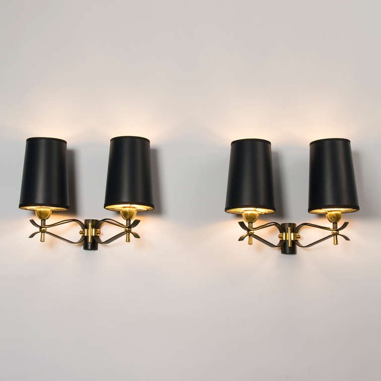 Looped Iron Two Arm Wall Sconces, Pair