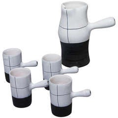 Five Piece Coffee or Mocha Ceramic Service by Jacques Innocenti
