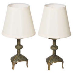 Pair of Bronze Boudoir Lamps by Max Le Verrier