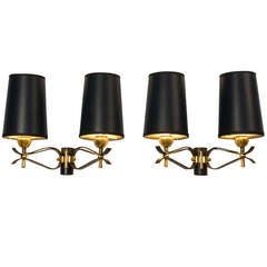 Looped Iron Two Arm Wall Sconces, Pair