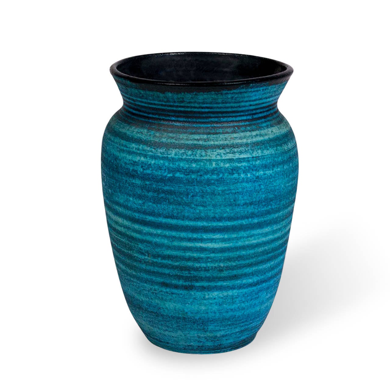 French Blue Banded Ceramic Vases by Accolay
