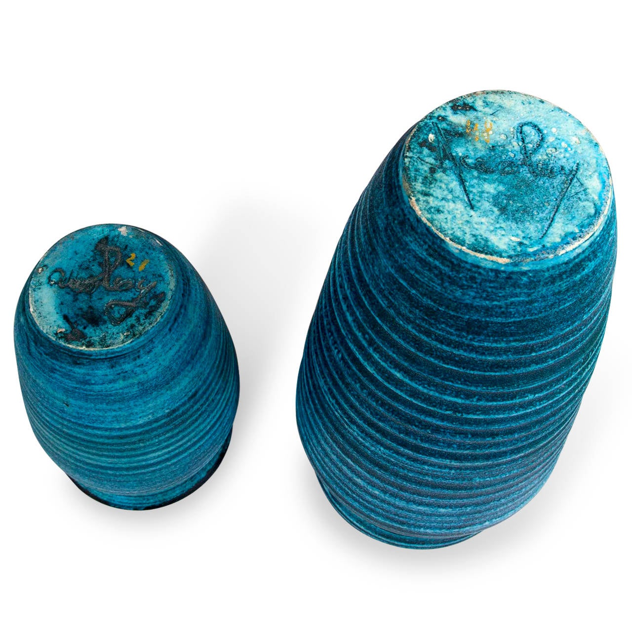 Blue Banded Ceramic Vases by Accolay In Excellent Condition In Brooklyn, NY