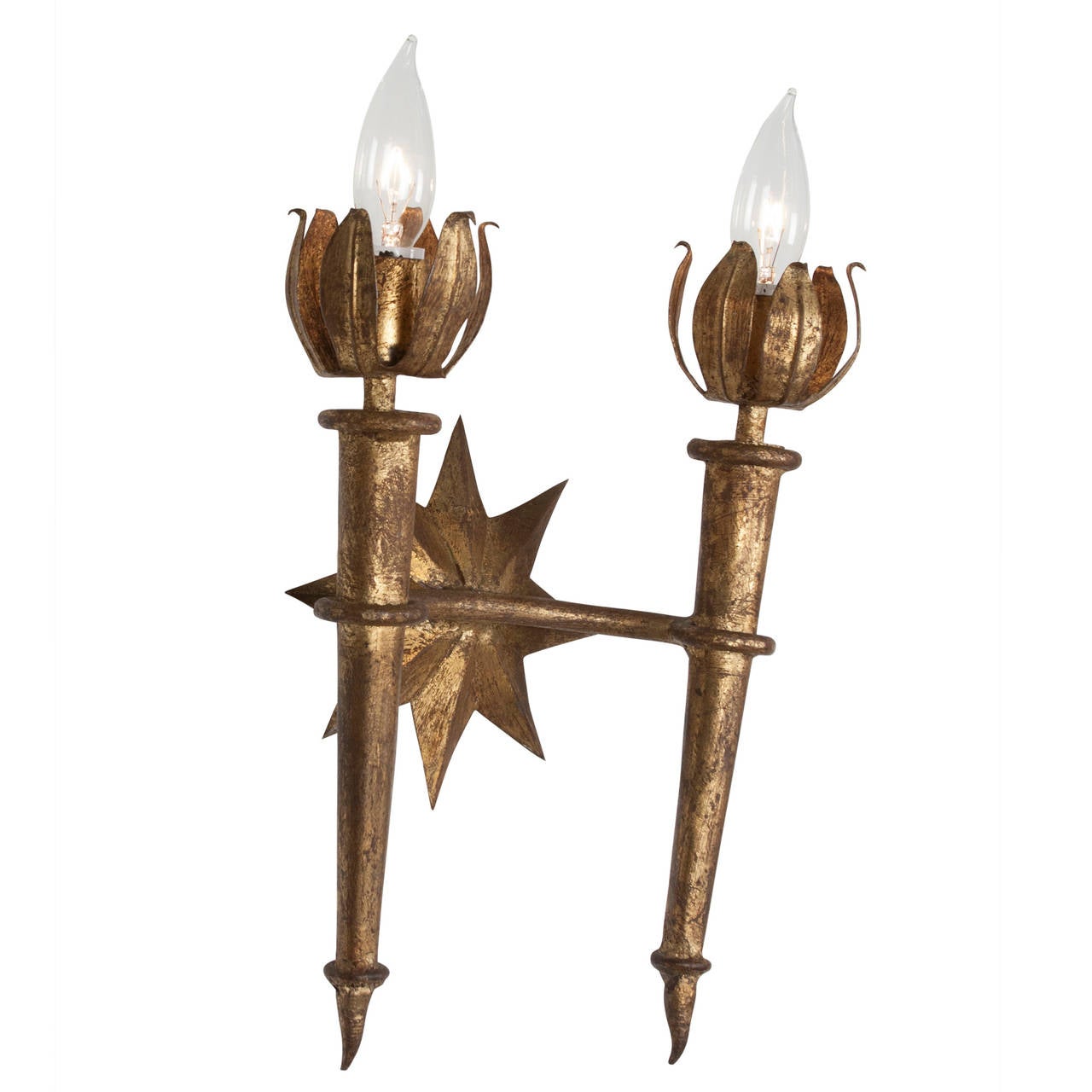 Pair of Poillerat Style Wall Sconces For Sale 1