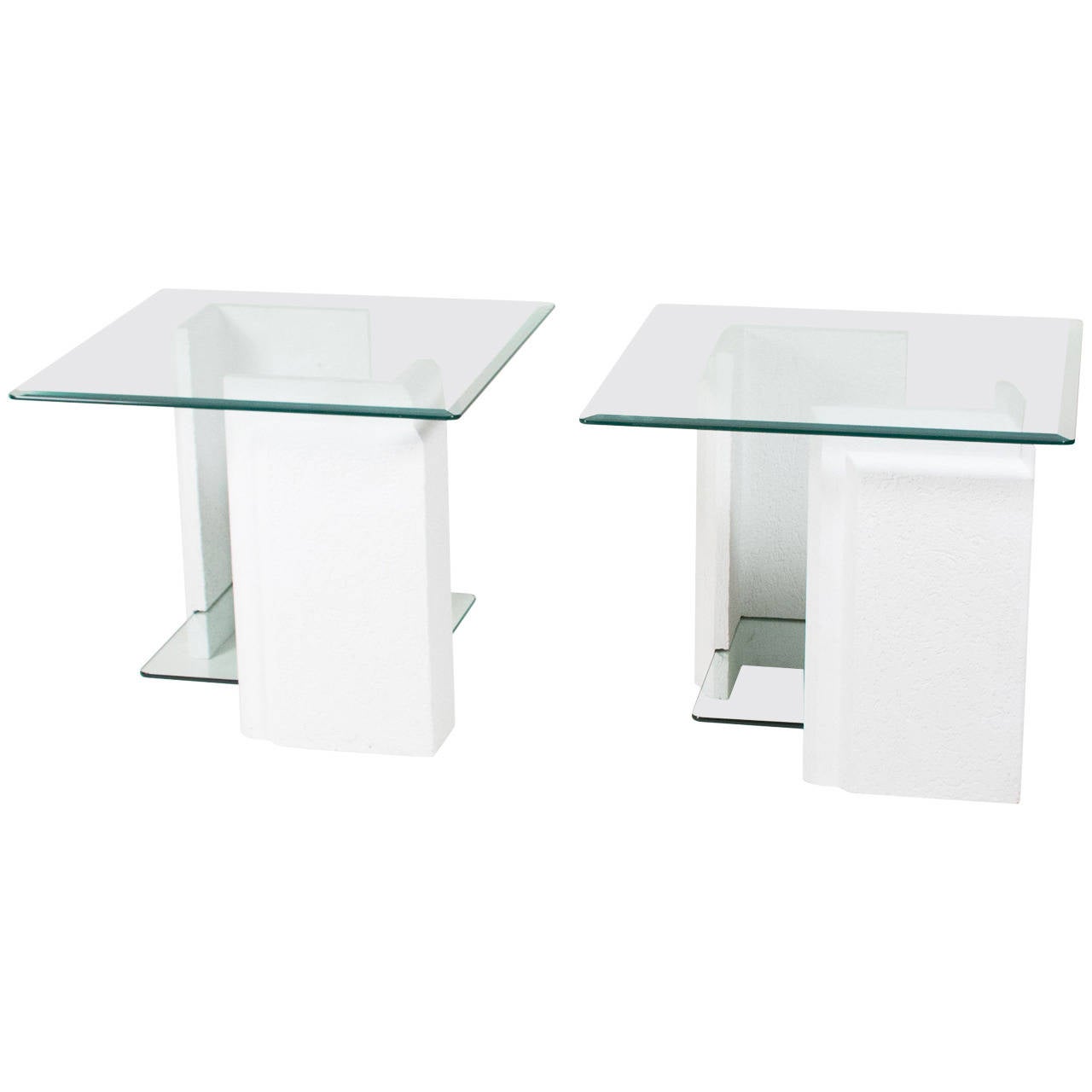 Stone and Glass End Tables, Pair at 1stDibs