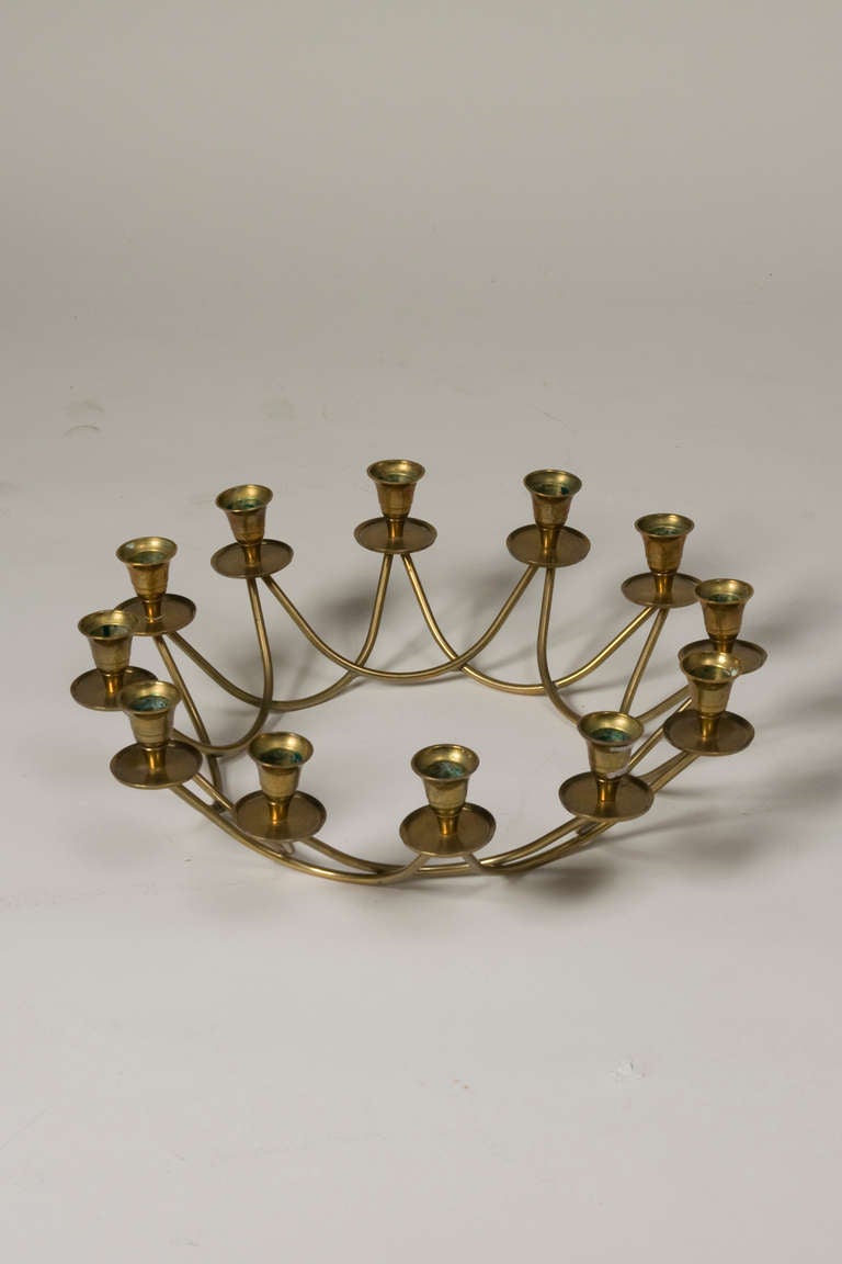 Circular Interlaced Brass Candelabra