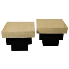 Pair of Bone Tiled Square Tables