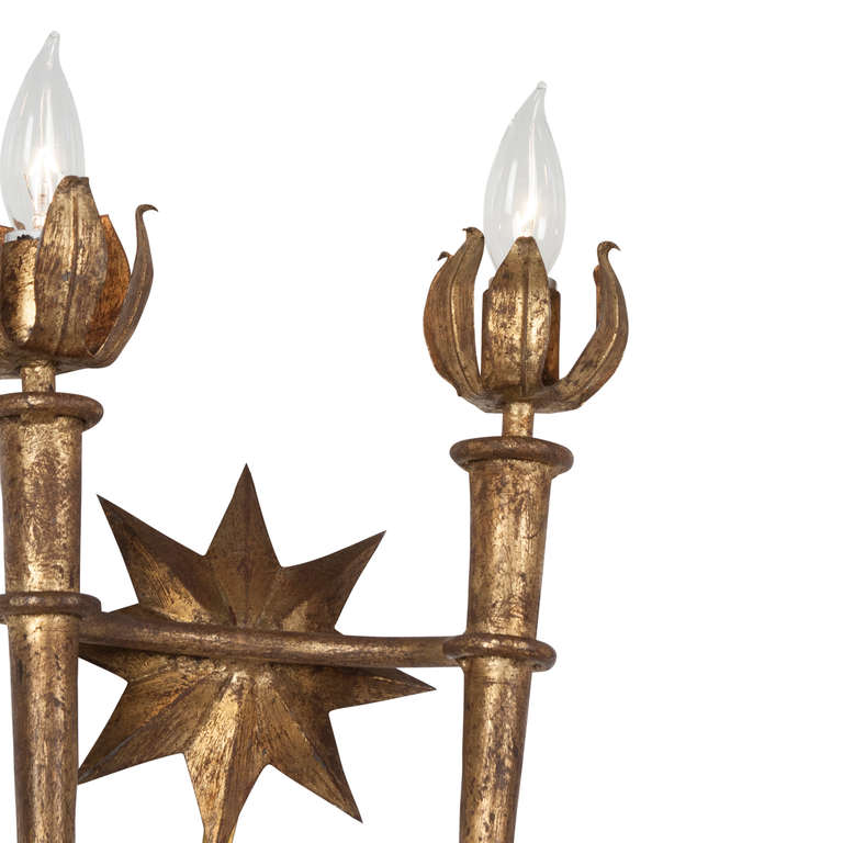 Gilt Metal Wall Sconces, Pair at 1stdibs