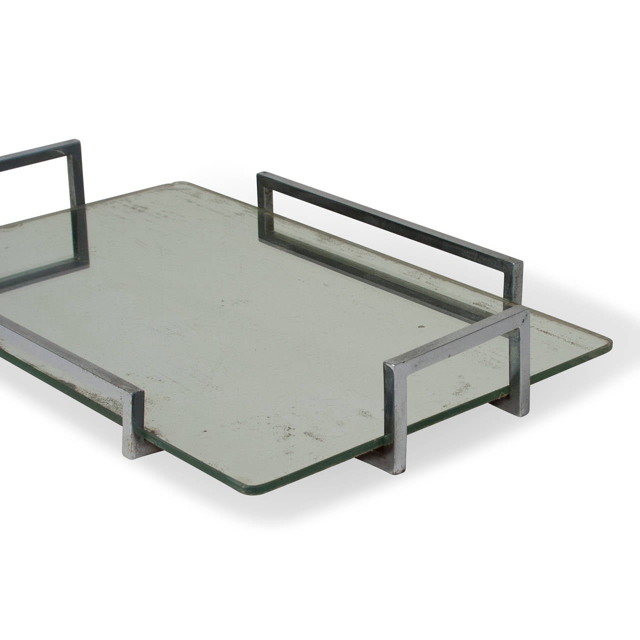 Mirror 1930s Modernist Nickel Serving Tray For Sale