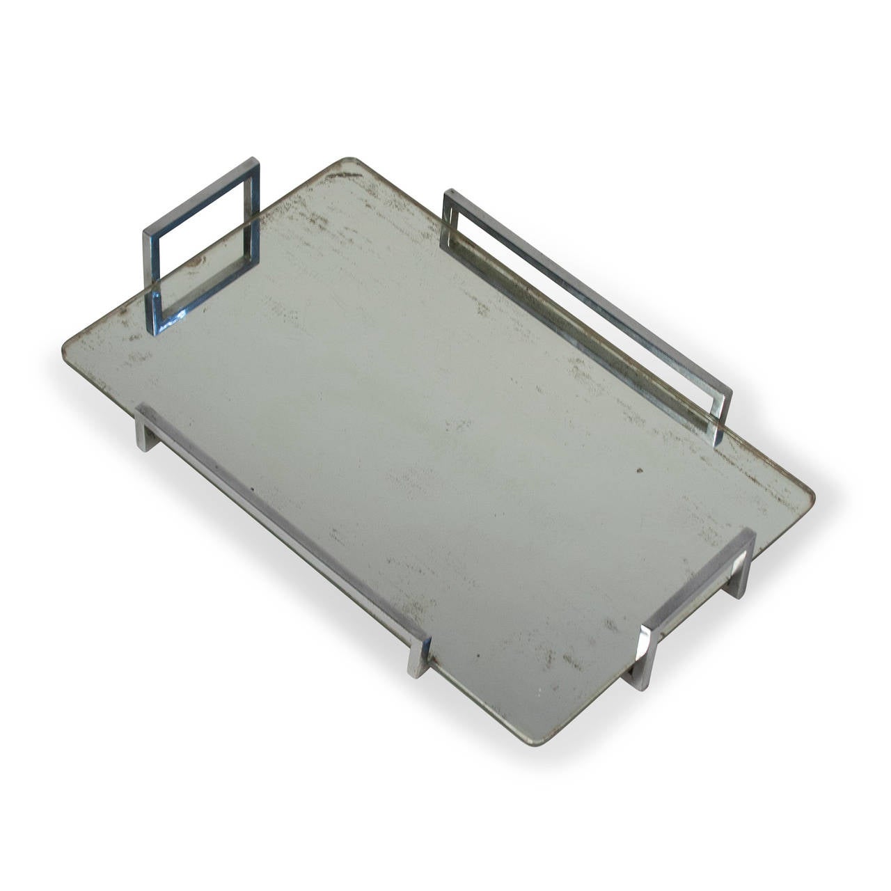 Mid-20th Century 1930s Modernist Nickel Serving Tray For Sale