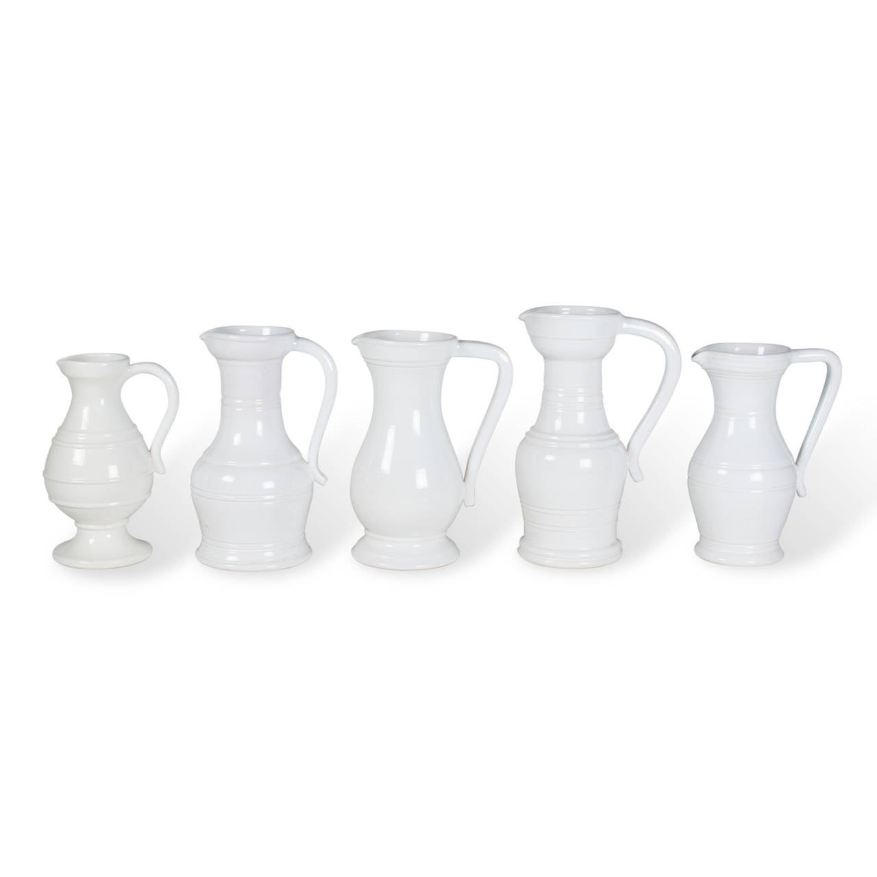 Set of five white ceramic 
