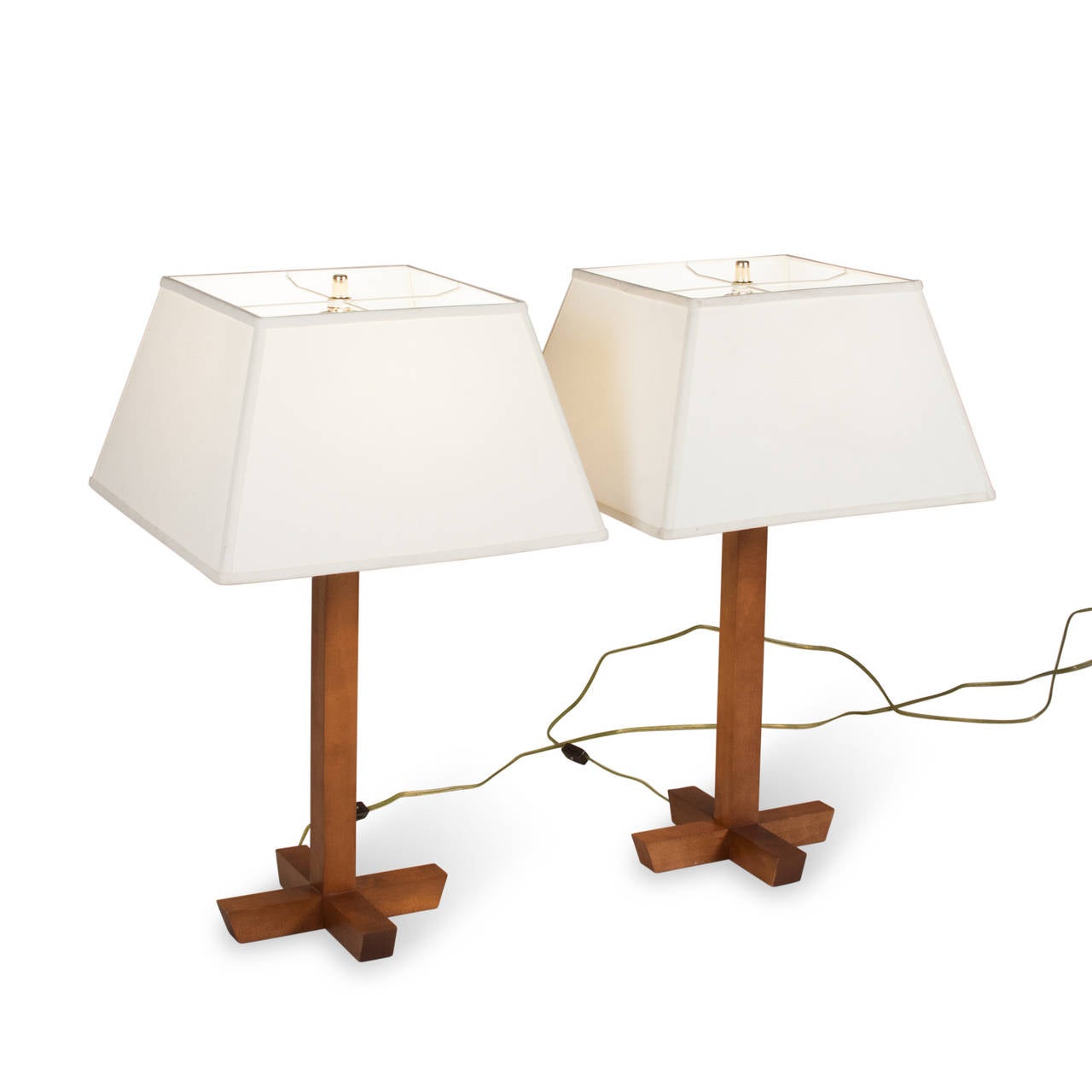 Pair of 1970s Walnut Table Lamps In Good Condition For Sale In Brooklyn, NY
