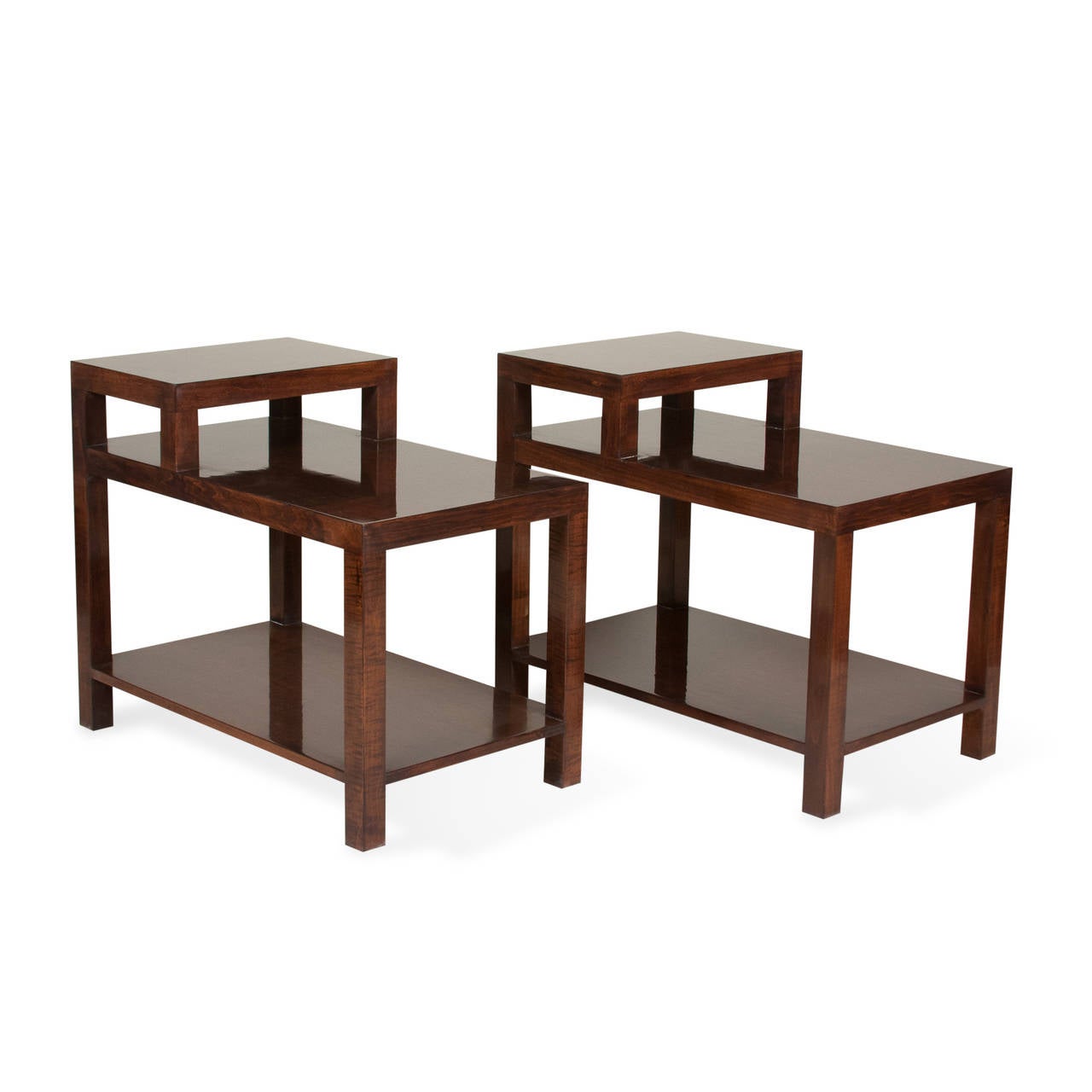Pair of Stepped End Tables In Excellent Condition In Brooklyn, NY