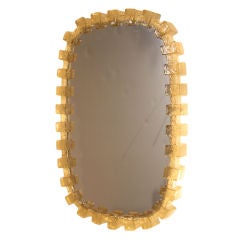 Oblique Oval Smoky Resin Notch Tooth Frame Mirror