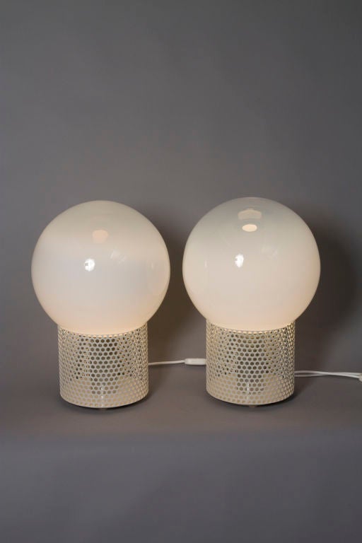 Pair of Opaque Sphere Table Lamps by Michel Boyer