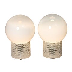 Pair of Opaque Sphere Table Lamps by Michel Boyer