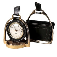 A Leather Clock and a Letter Holder by Longchamps