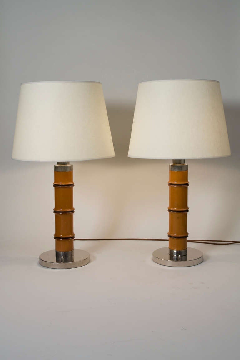Pair of Large Faux Bamboo Table Lamps