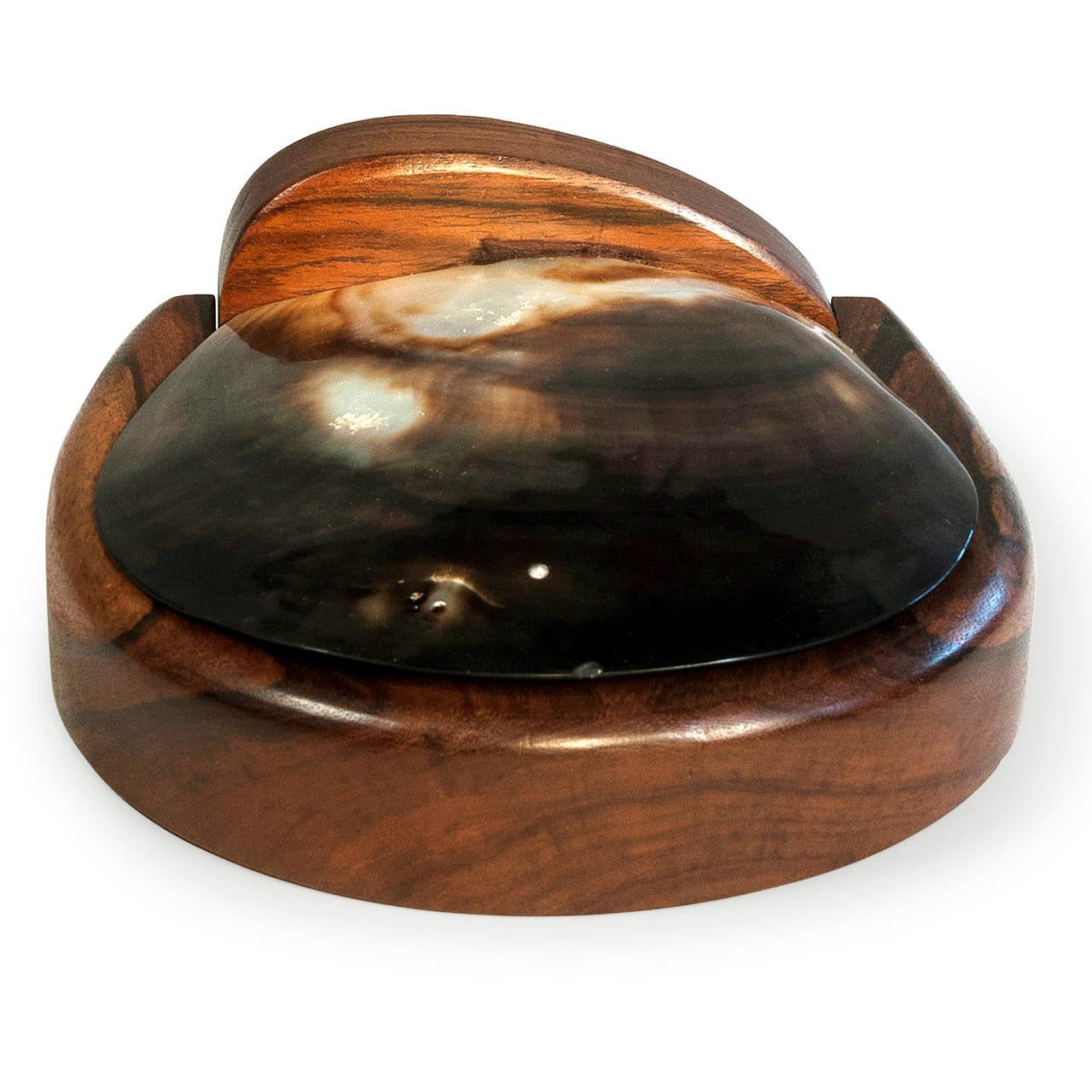 Mid-20th Century 1960s Shell and Walnut Hinged Container For Sale
