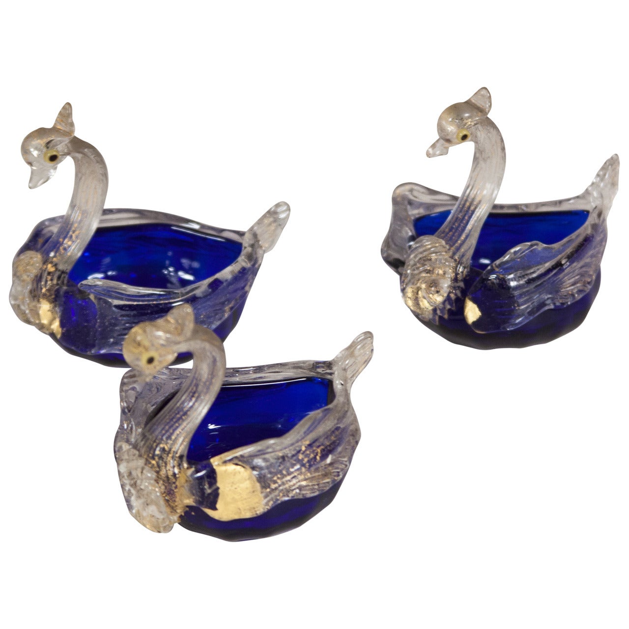 1960s Murano Glass Swans, Set of Three For Sale