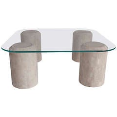 Bone Veneer and Glass Coffee Table