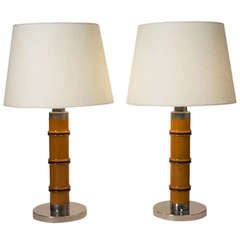 Pair of Large Faux Bamboo Table Lamps