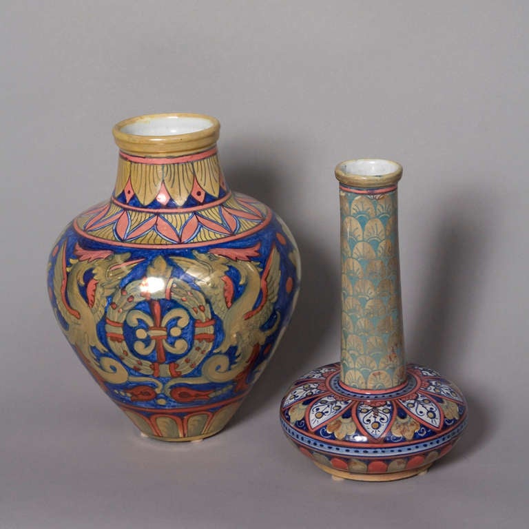 Two Renaissance Revival Ceramic Vases by Rubboli
